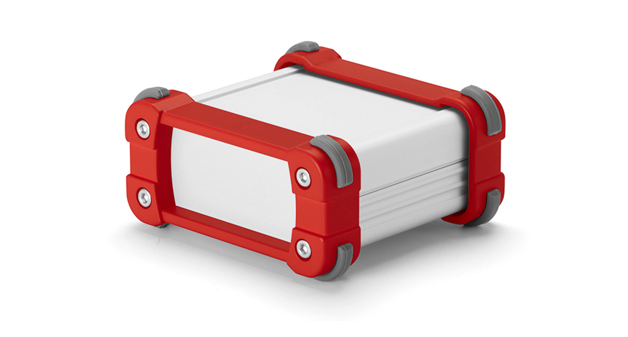 CUSTOM SIZED ENCLOSURE with CORNER GUARD - EXPS series:Silver/Red