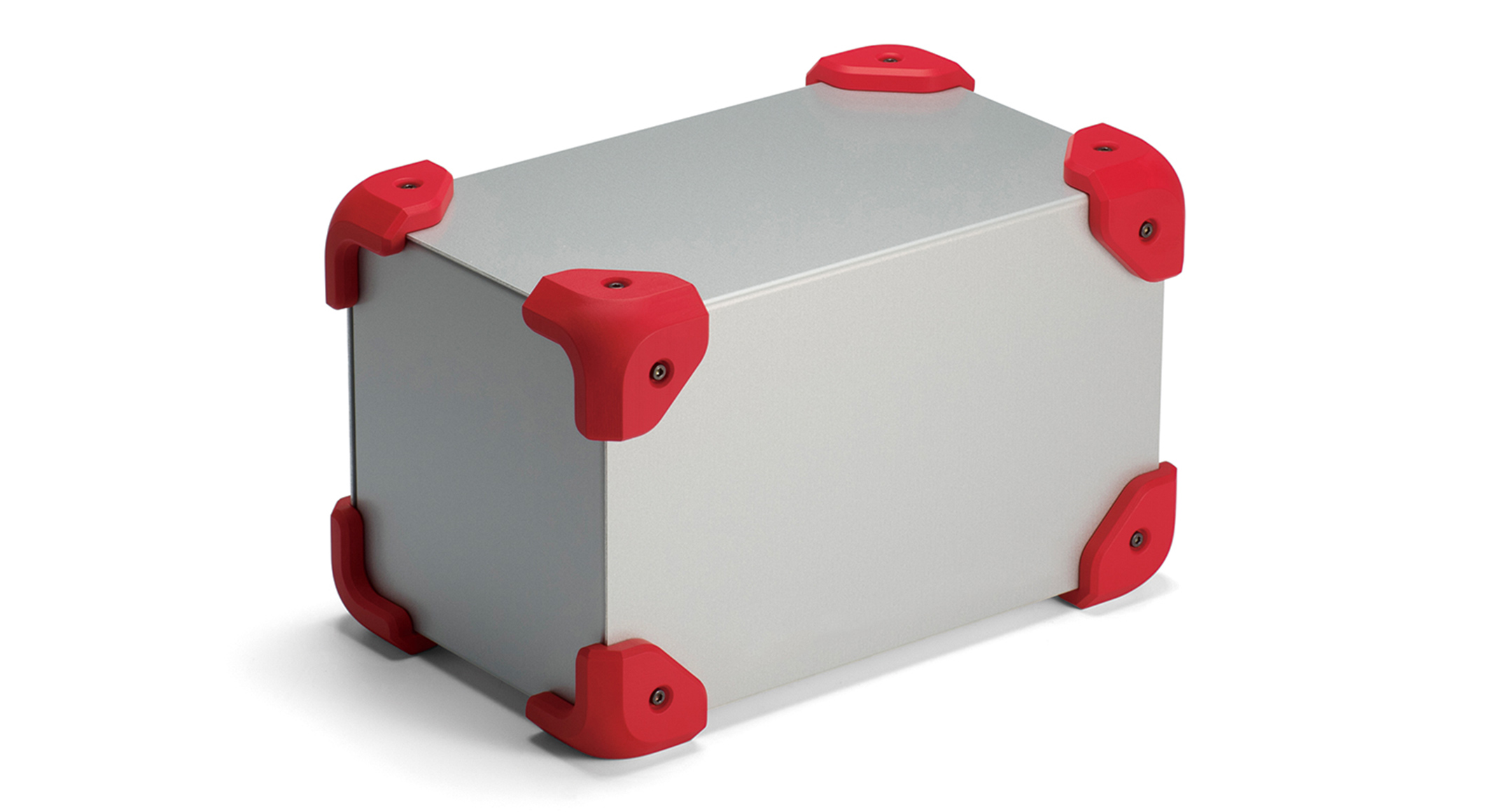 CUSTOM SIZED METAL CASE with CORNER GUARD - MCGF series:Silver/Red
