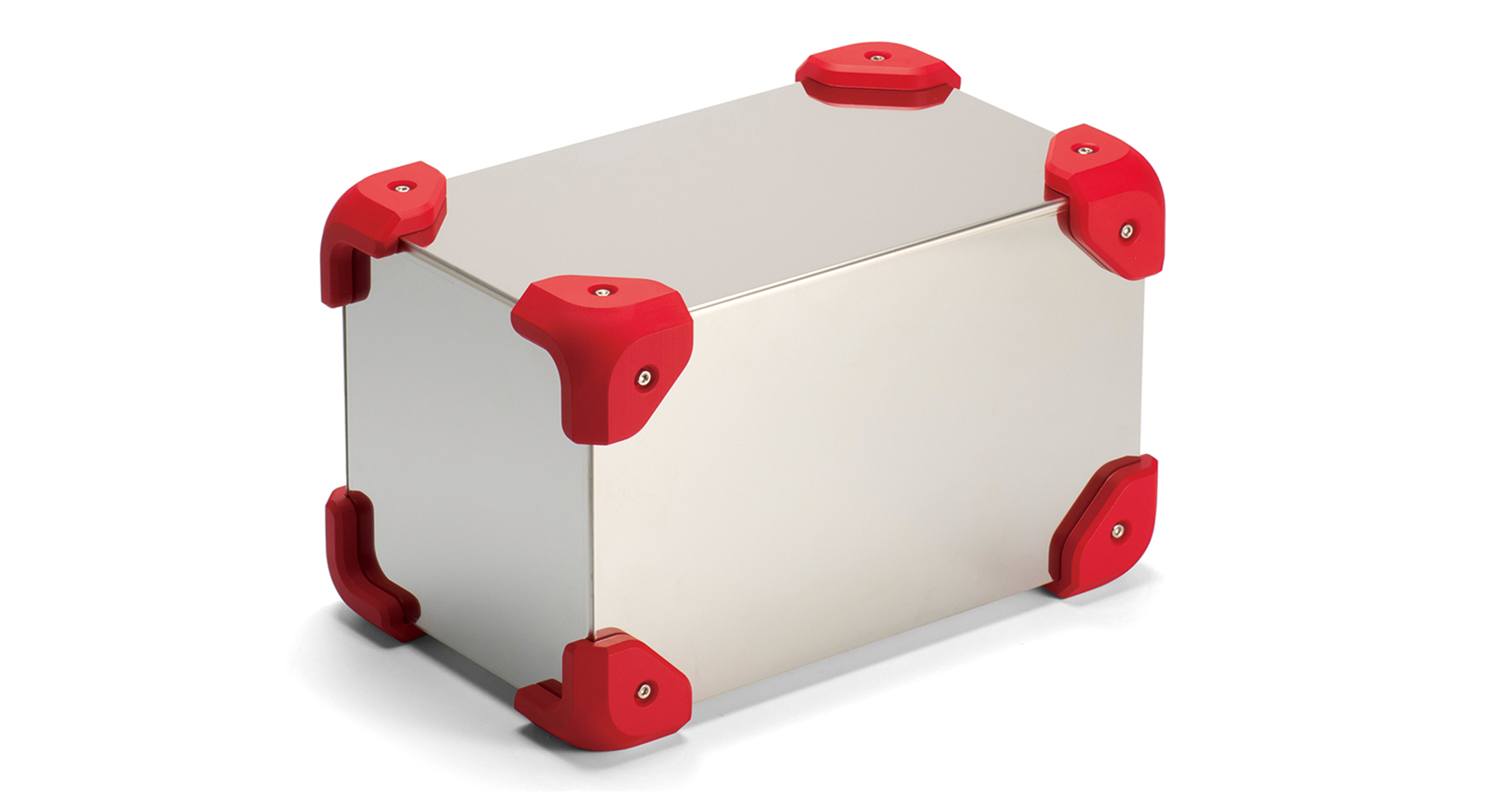 CUSTOM SIZED STAINLESS STEEL CASE with CORNER GUARD - MCGS series:Red Corners