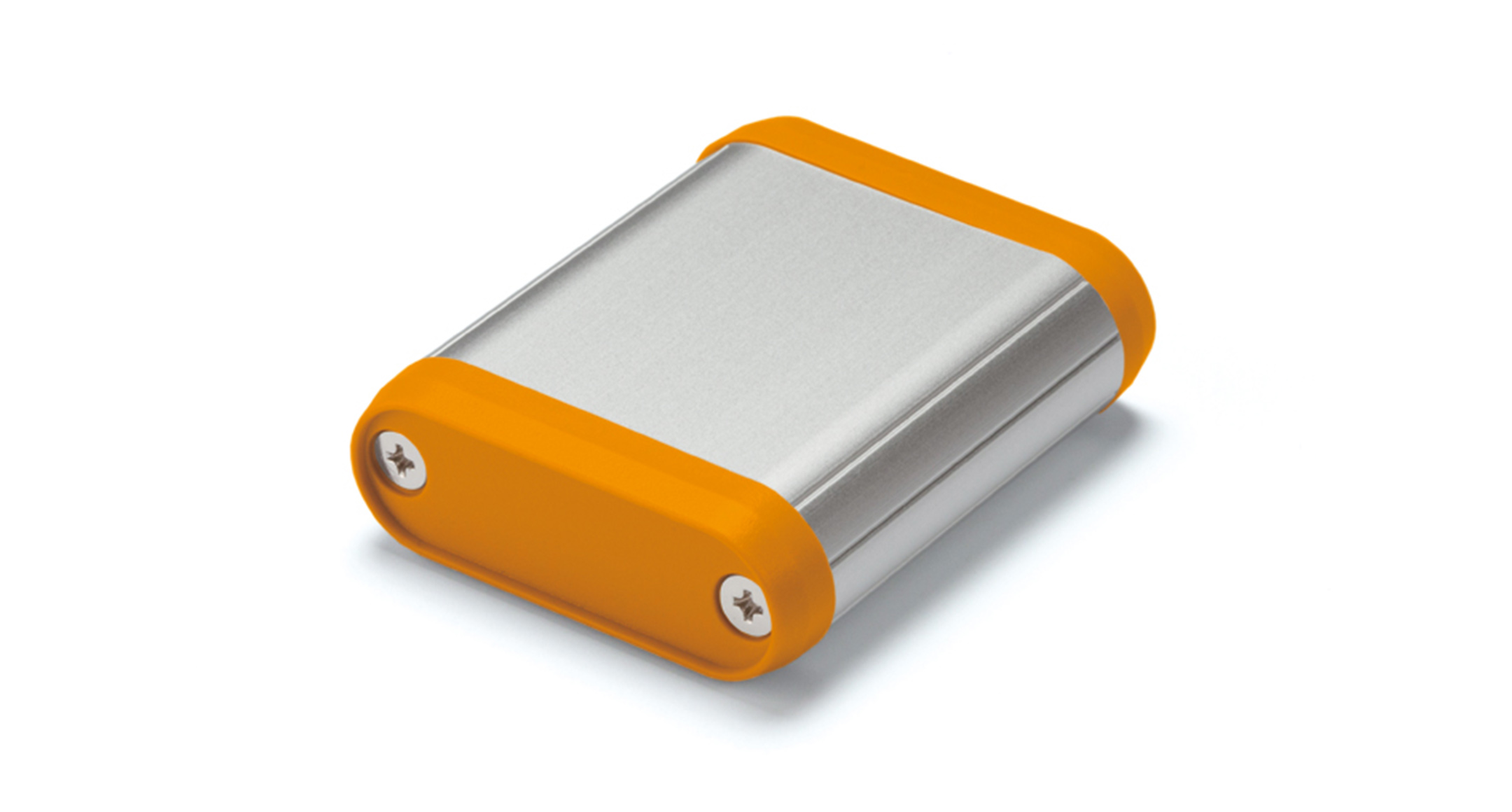 CUSTOM SIZED ROUND EDGE ENCLOSURE MXC series:Silver/Orange