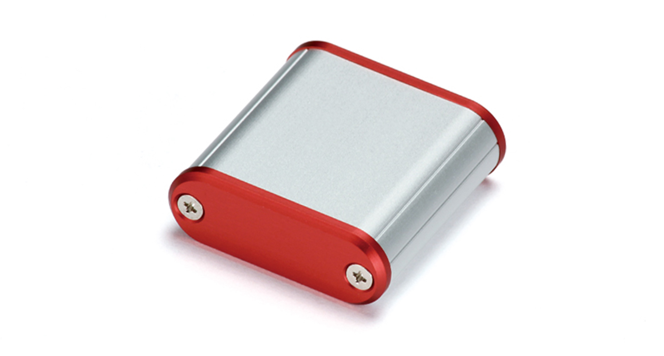 CUSTOM SIZED ROUNDED EDGE ALUMINUM ENCLOSURE MXAC series:Silver/Red