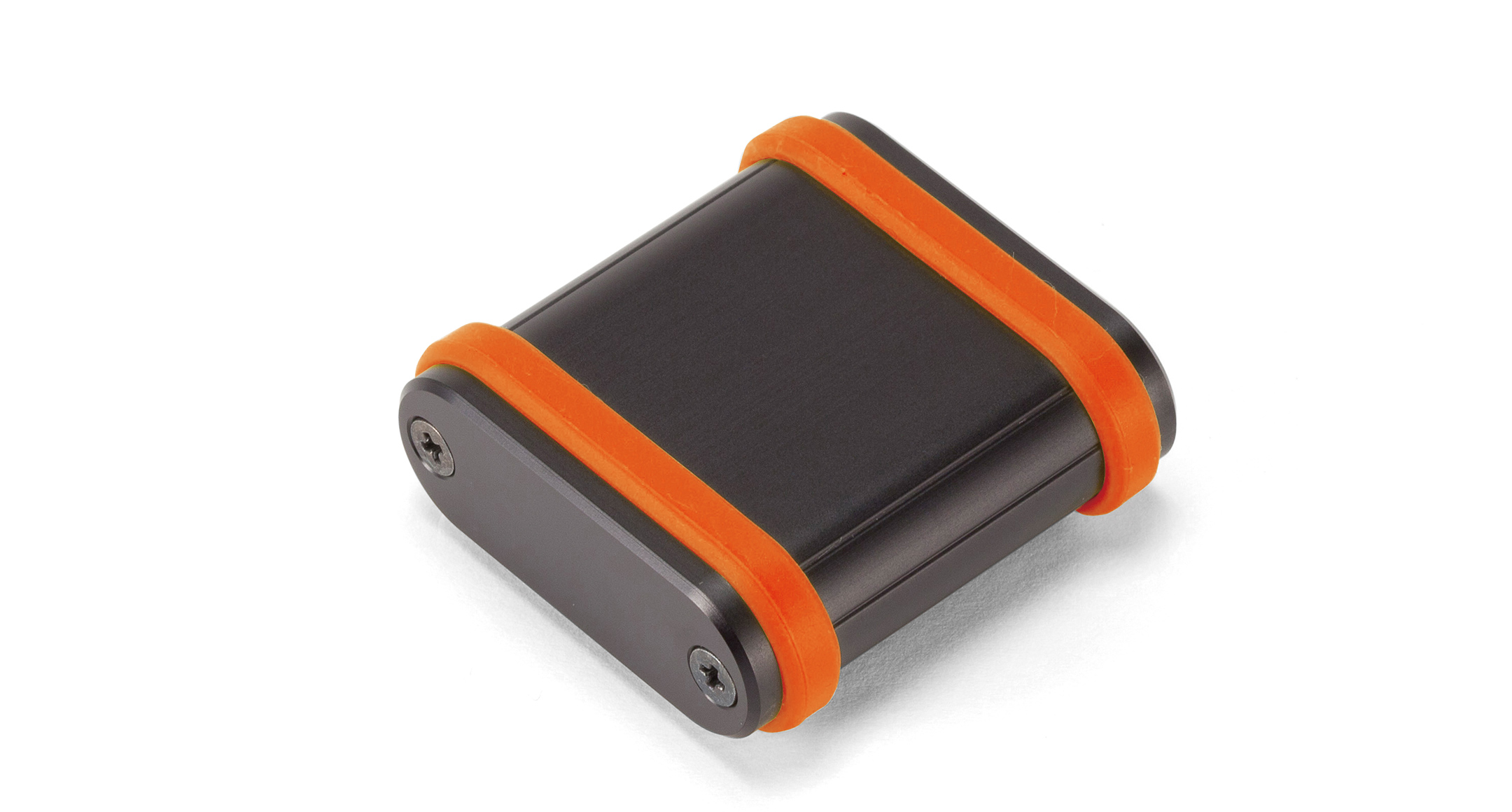 ALUMINIUM ENCLOSURE with SILICONE BAND - MXB series:Black/Orange