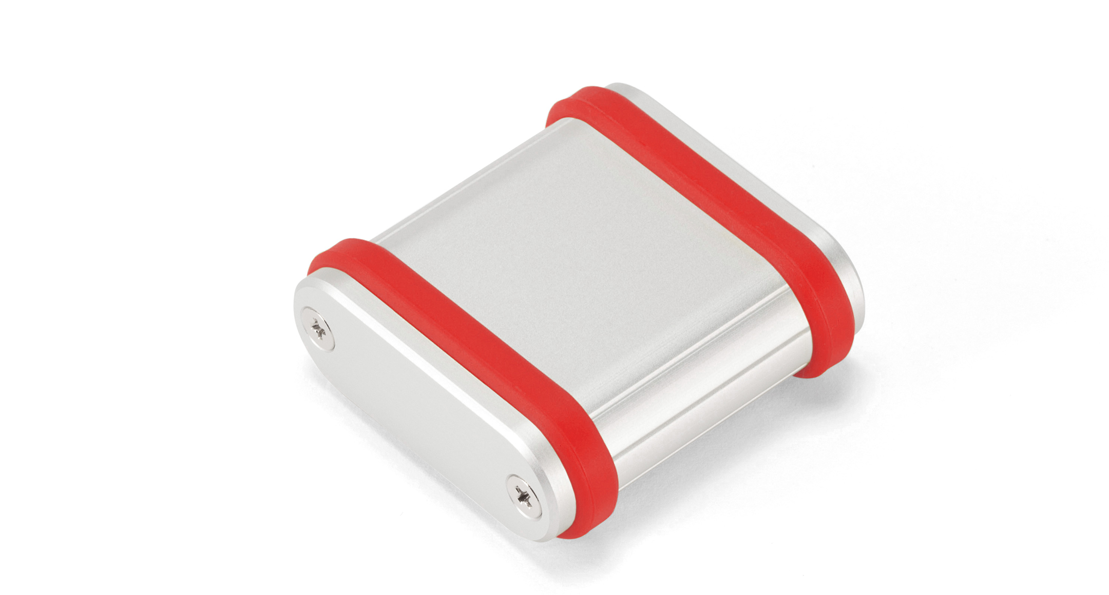 ALUMINIUM ENCLOSURE with SILICONE BAND - MXB series:Silver/Red