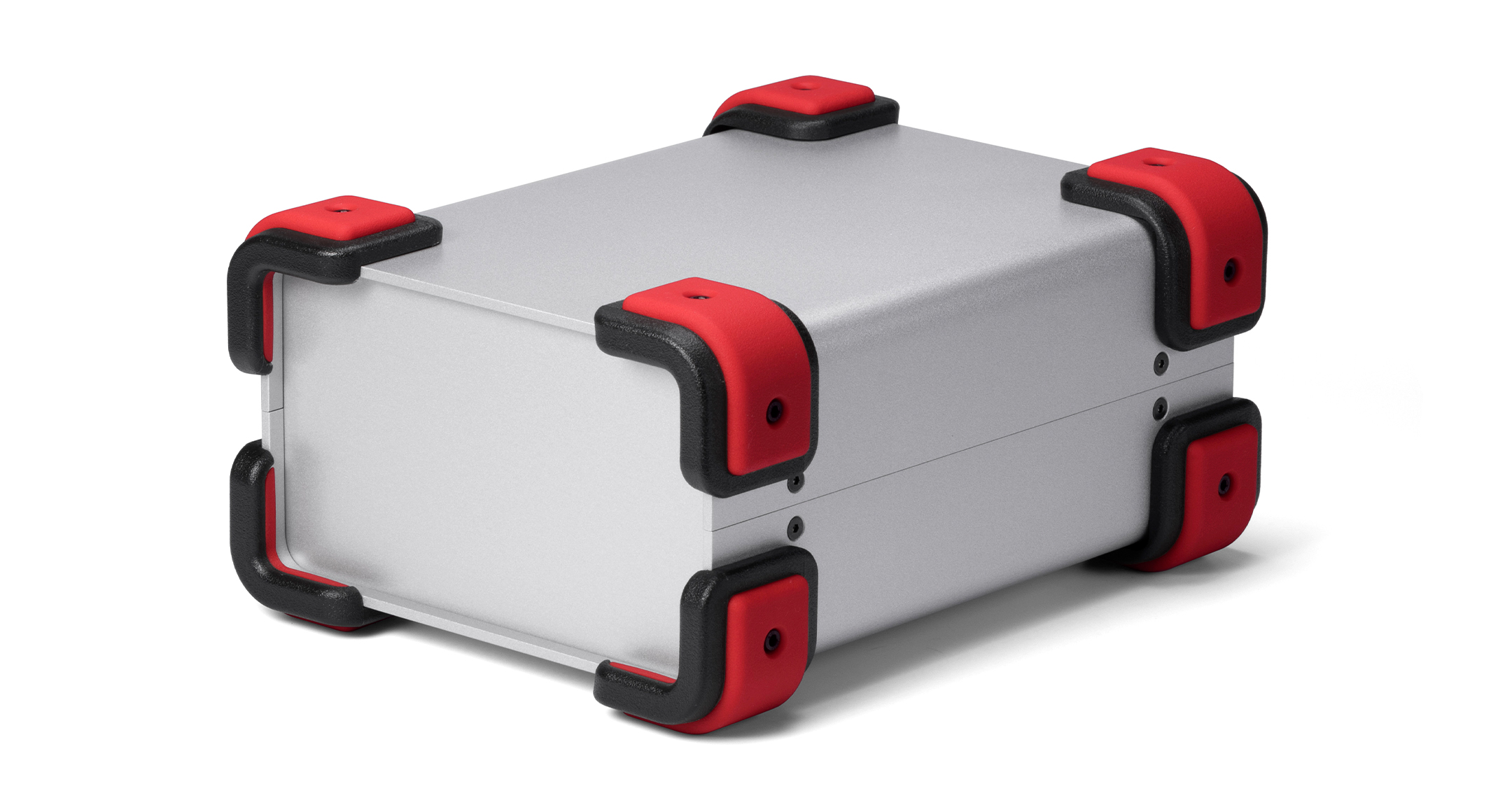 CUSTOM SIZED ENCLOSURE with CORNER GUARD - UCGS series:Silver/Red
